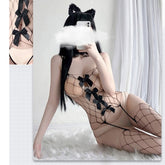 Black Bowknot Fishnet Stockings